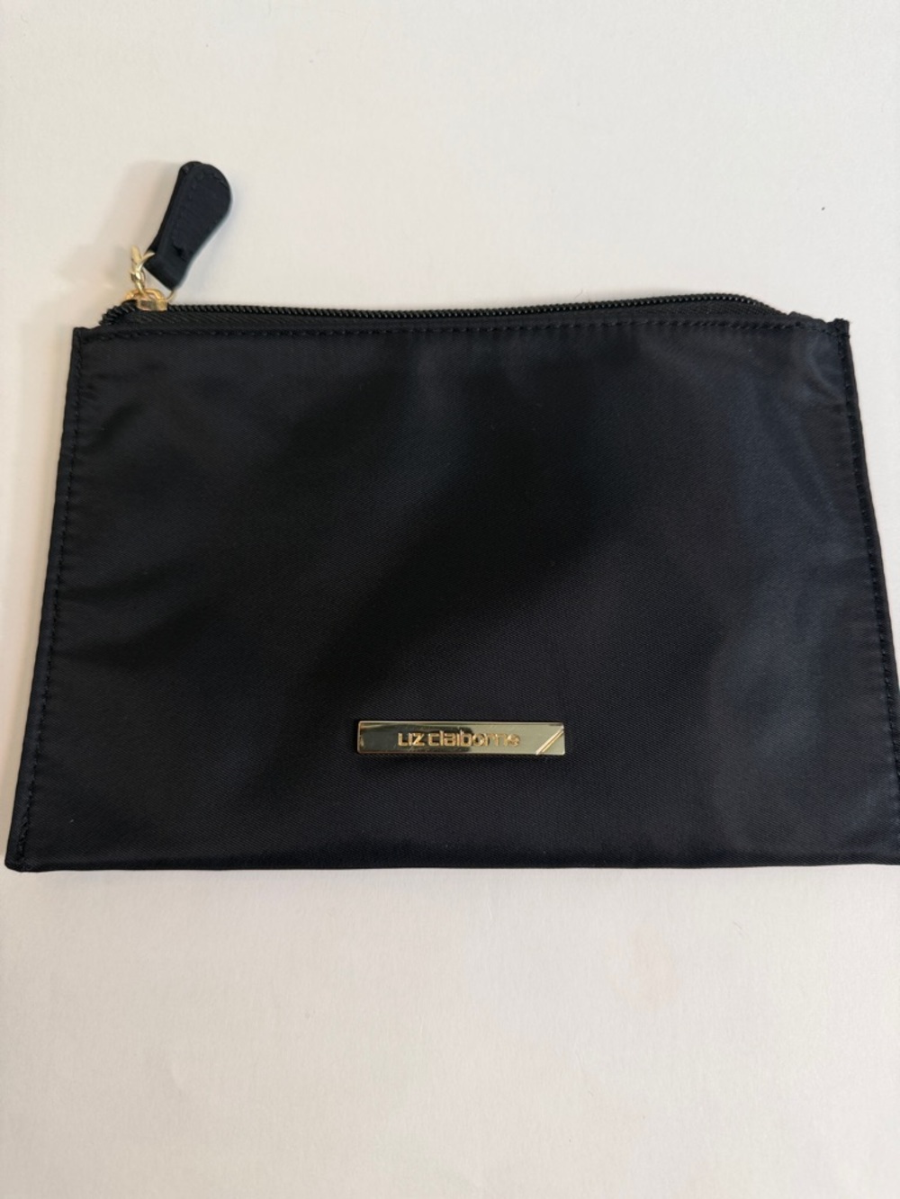Liz Claiborne Black Pouch with Gold Plaque
